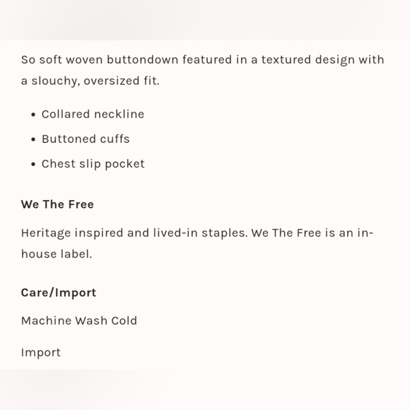 We The Free. Solid Hidden Valley Buttondown Medium. EUC - Picture 2 of 12